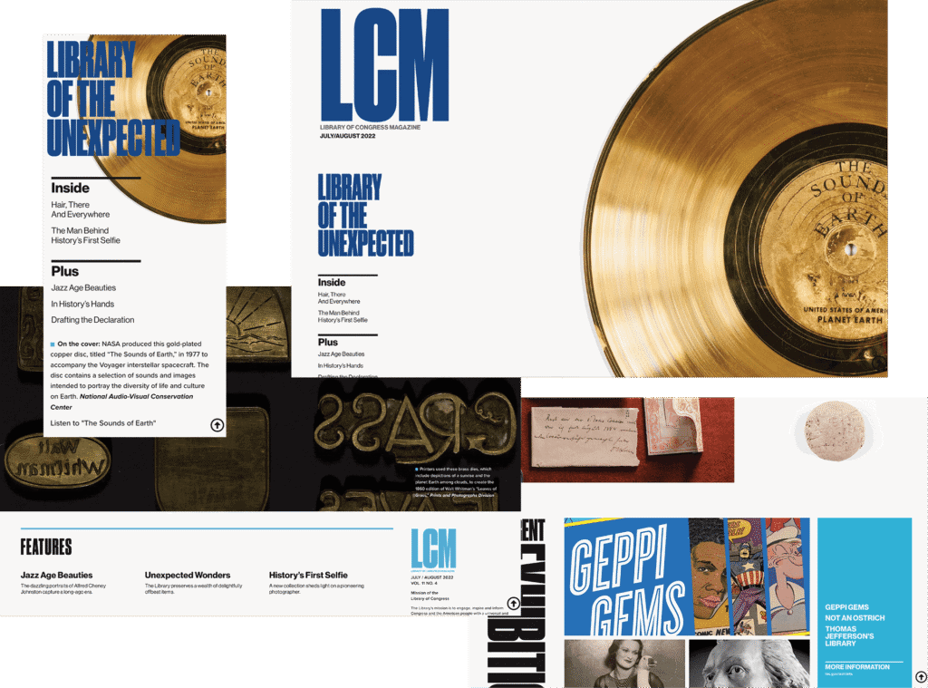 Accessible digital magazine prototype for the library of congress featuring editorial layouts, structured metadata, and screen reader–friendly navigation.